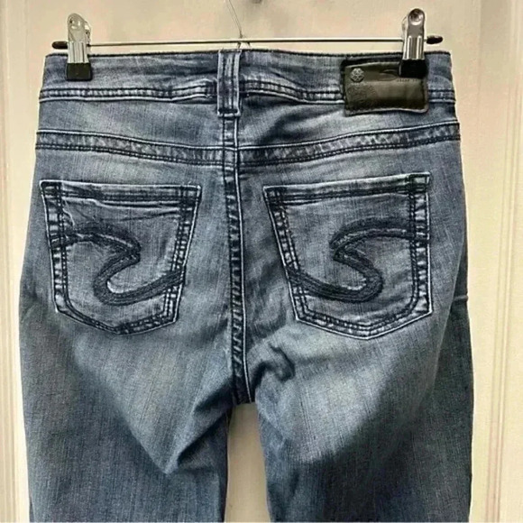 Silver Skinny Jeans Aiko High Capri Ankle Crop Mid Blue Denim Size 26 - Picture 7 of 16